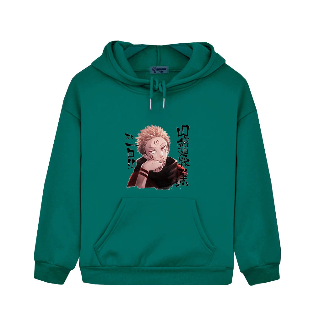 Sweat Pull Enfant Jujutsu Kaisen Sukuna Fille Garçon VERT