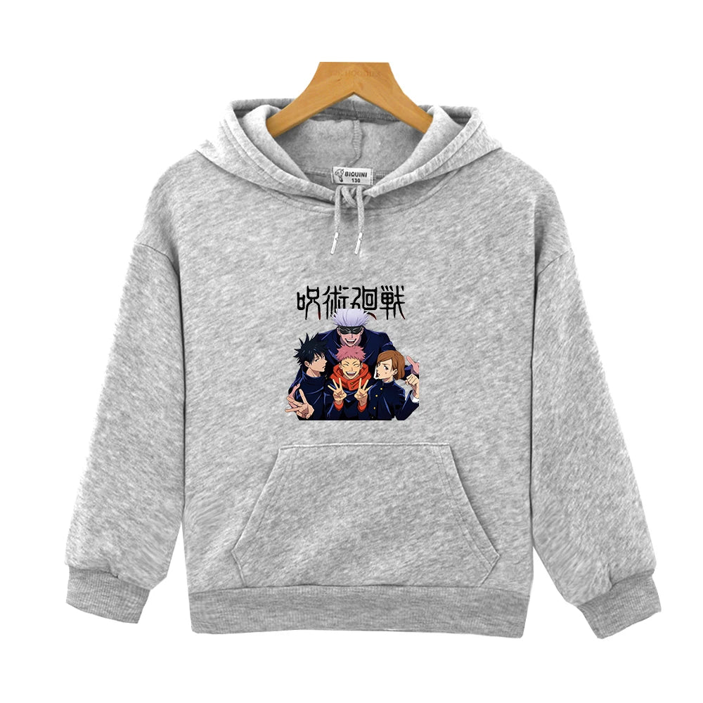 Sweat Pull Enfant Jujutsu Kaisen Fille Garçon GRIS