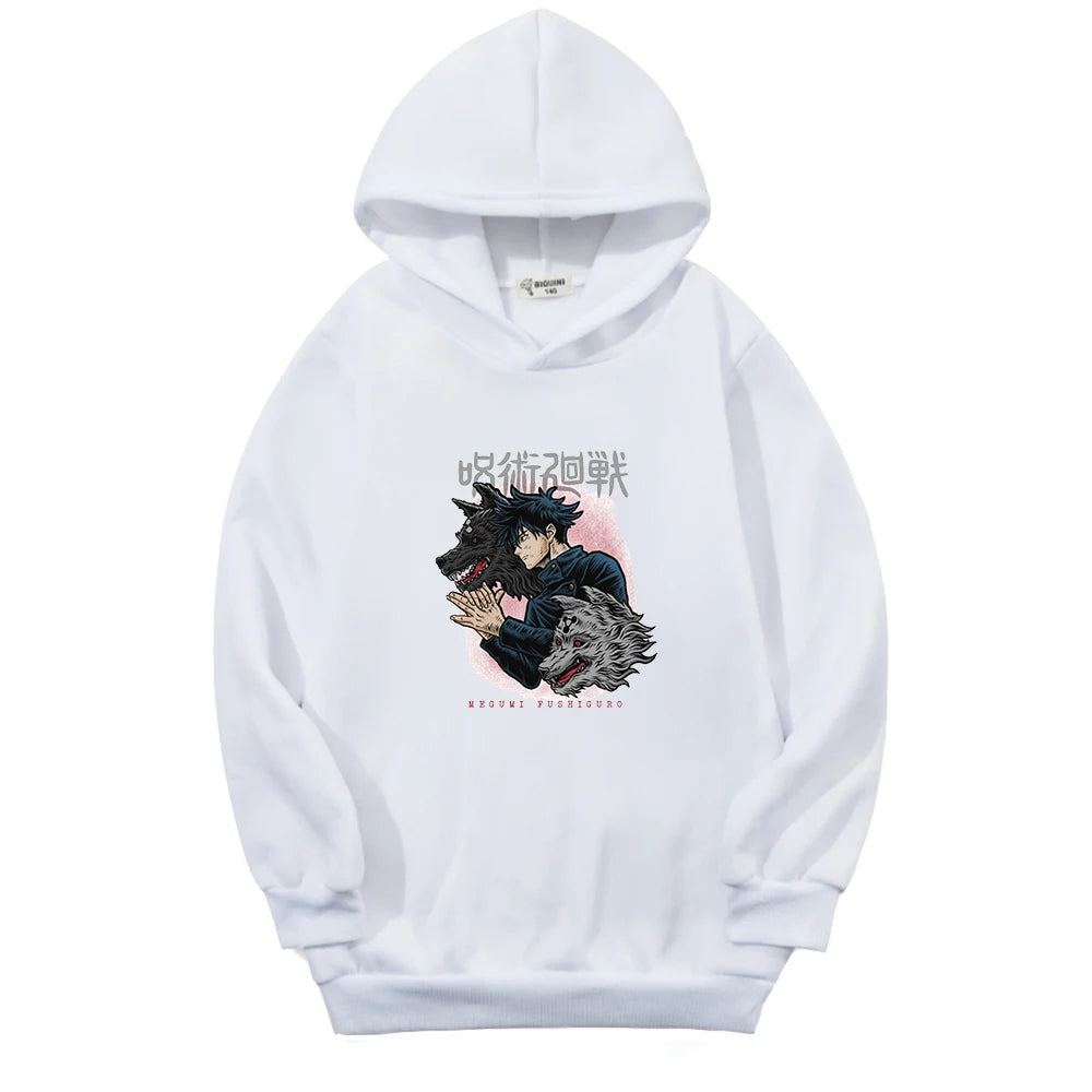 Sweat Pull Enfant Jujutsu Kaisen Megumi Fille Garçon BLANC
