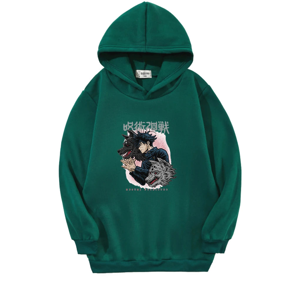 Sweat Pull Enfant Jujutsu Kaisen Megumi Fille Garçon VERT
