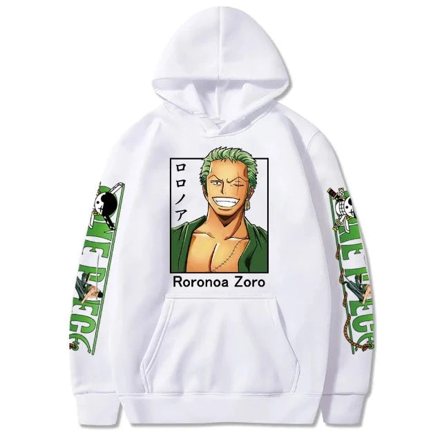 Sweat Pull à Capuche One Piece Roronoa Zoro Blanc