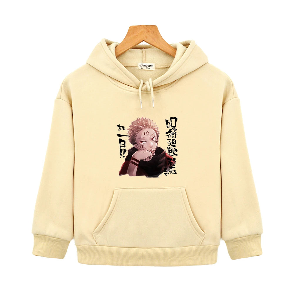 Sweat Pull Enfant Jujutsu Kaisen Sukuna Fille Garçon BEIGE