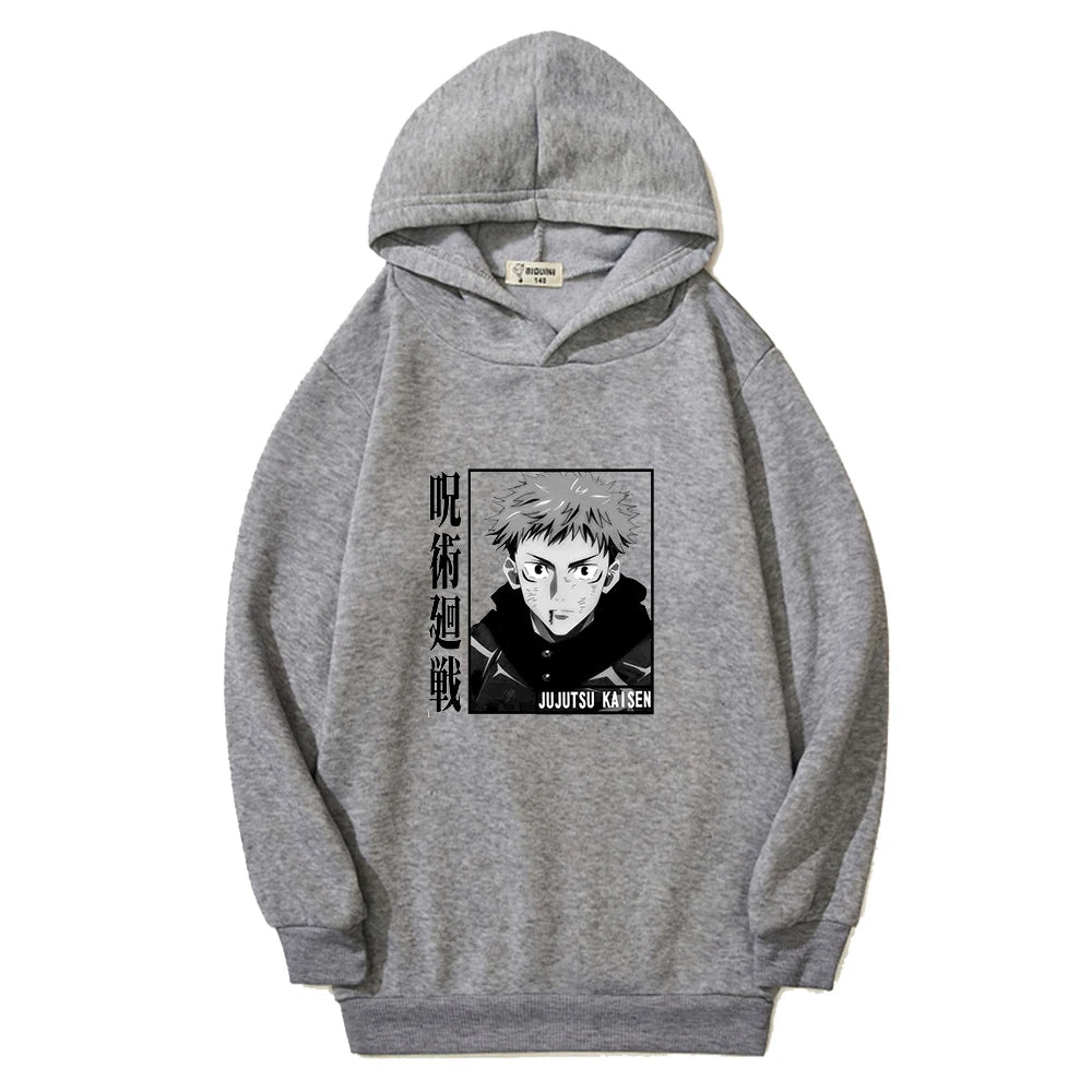 Sweat Pull Enfant Jujutsu Kaisen Yuji Itadori Fille Garçon GRIS