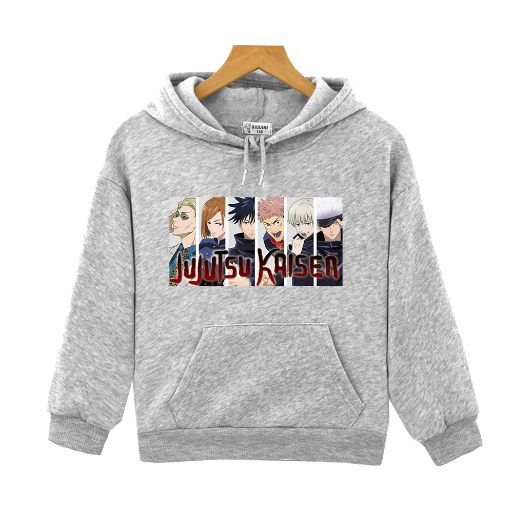 Sweat Pull Enfant Jujutsu Kaisen Exorcistes Fille Garçon GRIS