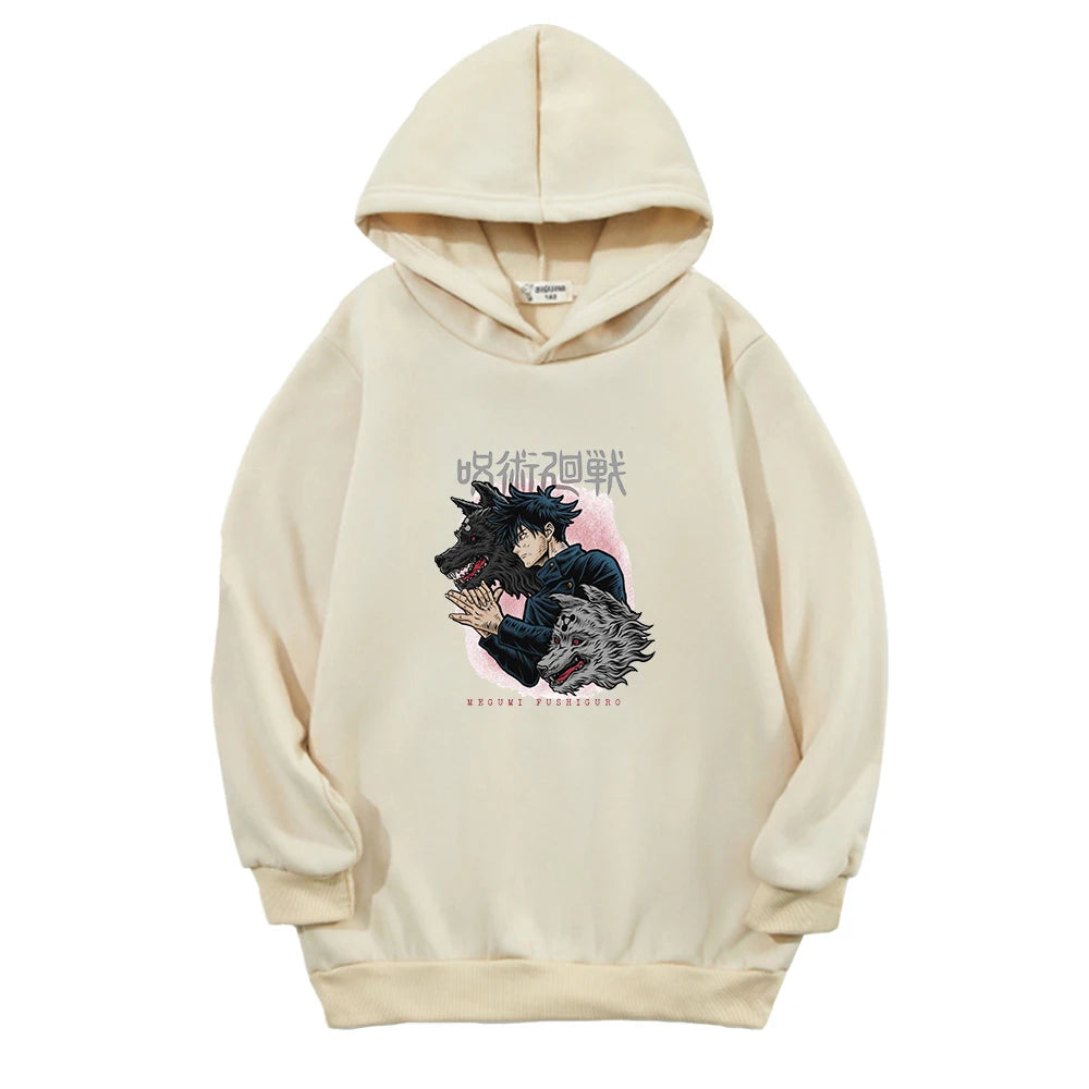 Sweat Pull Enfant Jujutsu Kaisen Megumi Fille Garçon BEIGE