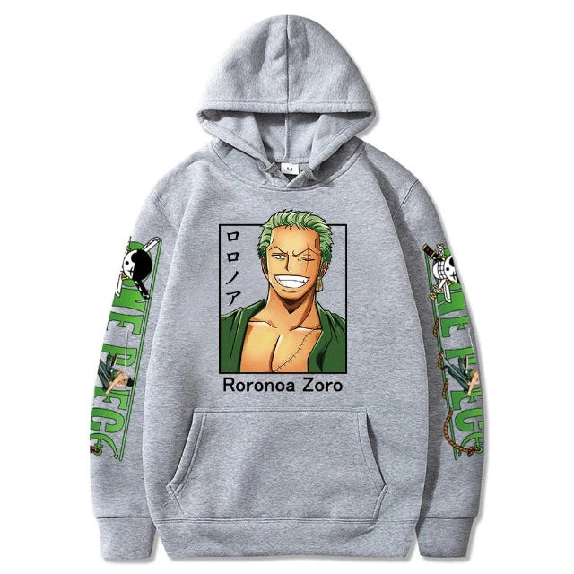 Sweat Pull à Capuche One Piece Roronoa Zoro Gris
