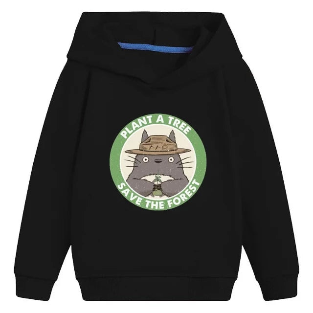 Sweat Enfant Totoro Pull Save The Forest Fille Garçon NOIR
