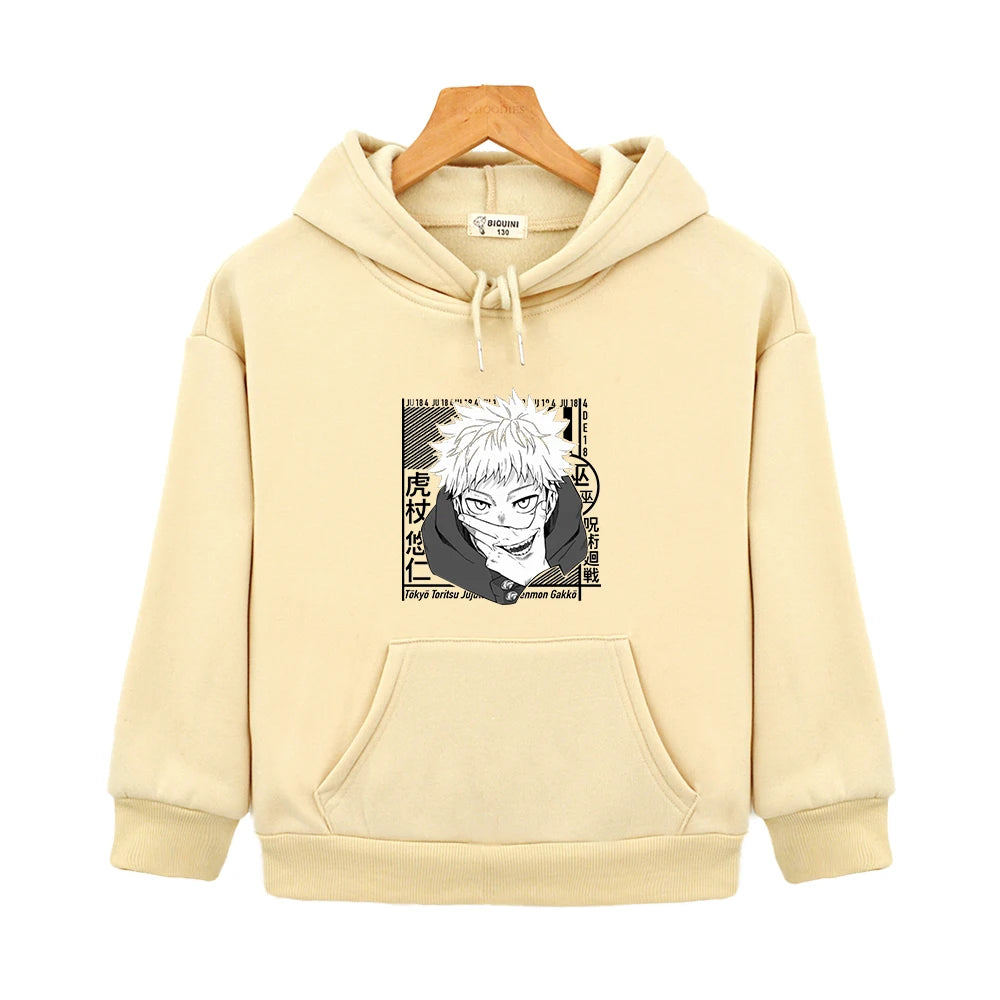 Sweat Pull Enfant Jujutsu Kaisen Yuji Fille Garçon BEIGE