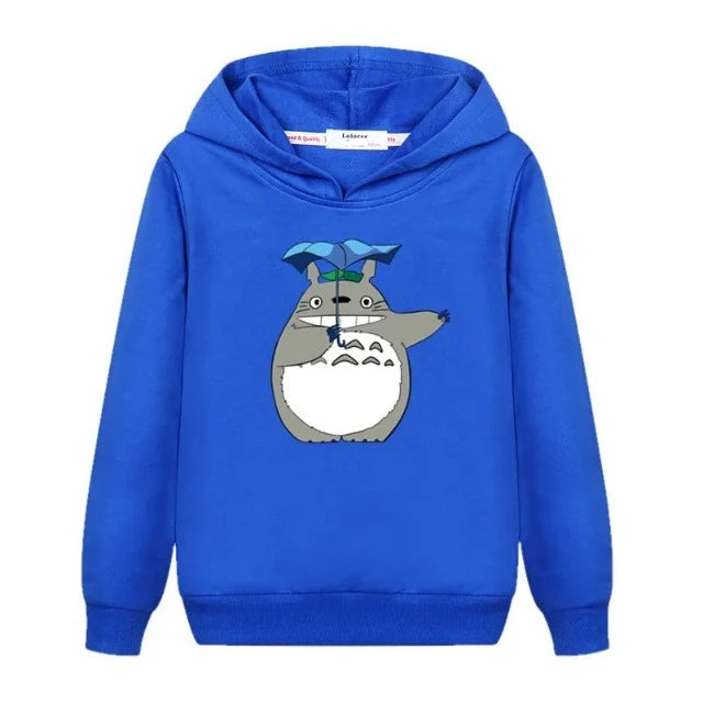 Sweat Enfant Totoro Pull Parapluie Fille Garçon BLEU