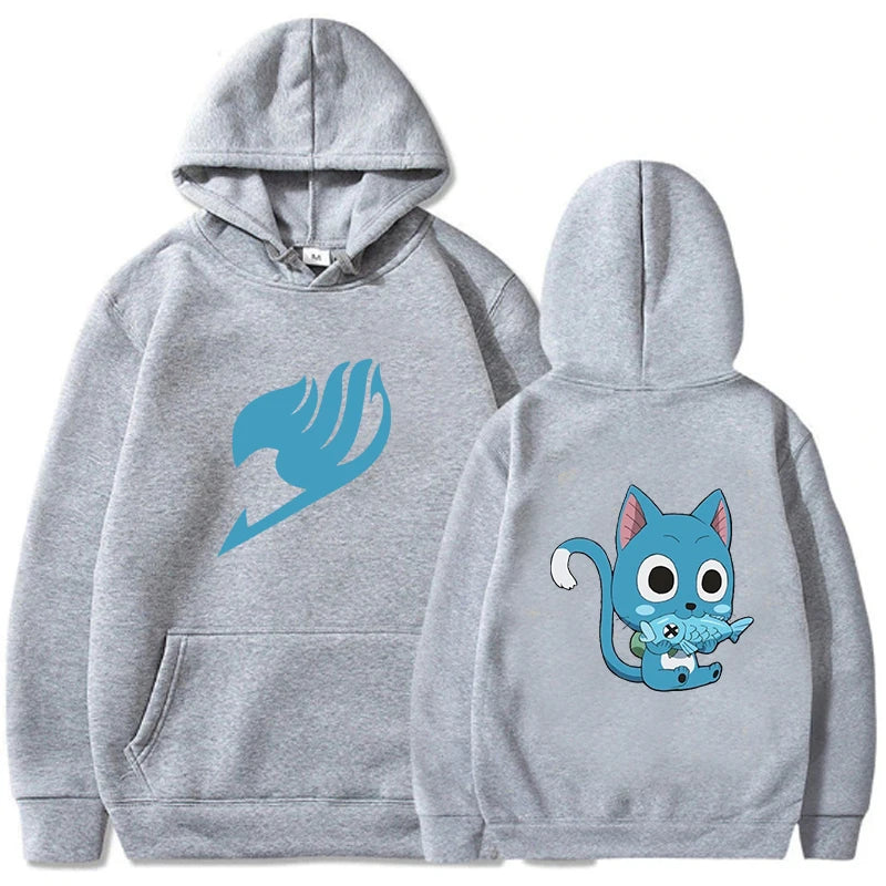 Sweat Pull à Capuche Fairy Taill Happy Poisson Gris