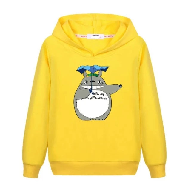Sweat Enfant Totoro Pull Parapluie Fille Garçon JAUNE