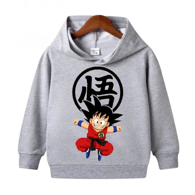 Sweat Enfant Dragon Ball Pull Goku Kanji GRIS