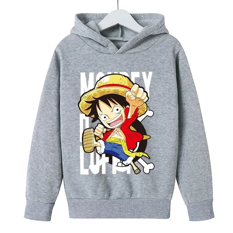 Sweat Pull à Capuche Enfant One Piece Luffy Gris