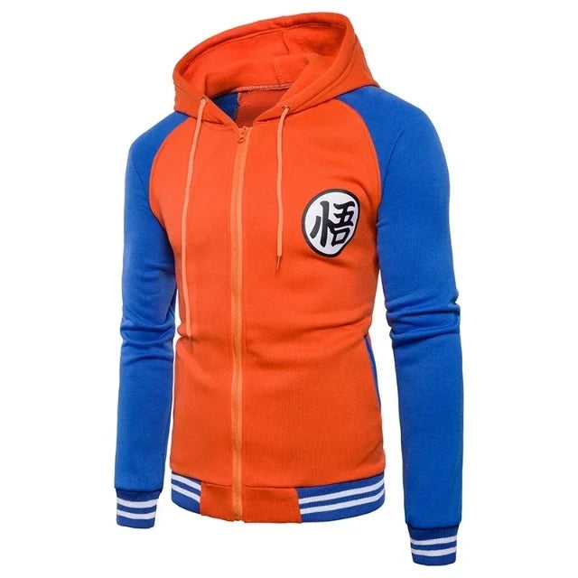 Sweat Gilet Dragon Ball Z Kanji Goku orange bleu