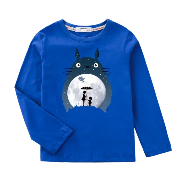T-Shirt Manches Longues Enfant Totoro Fille et Garçon BLEU