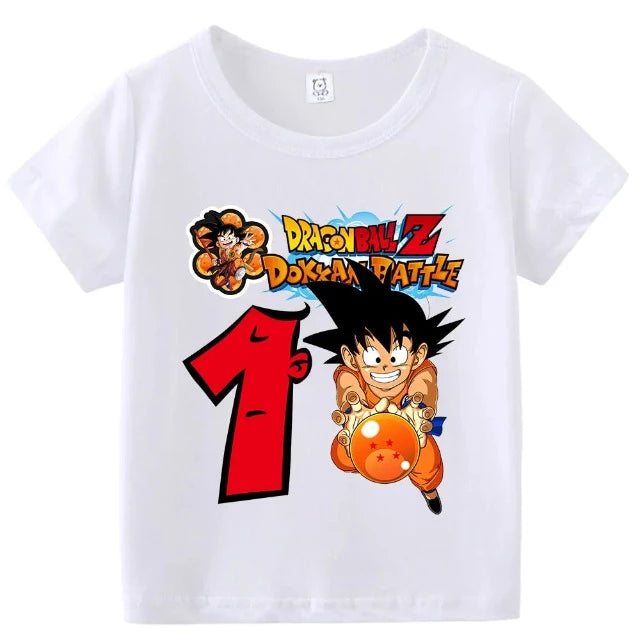 T-Shirt Enfant Dragon Ball Anniversaire Blanc Fille Garçon