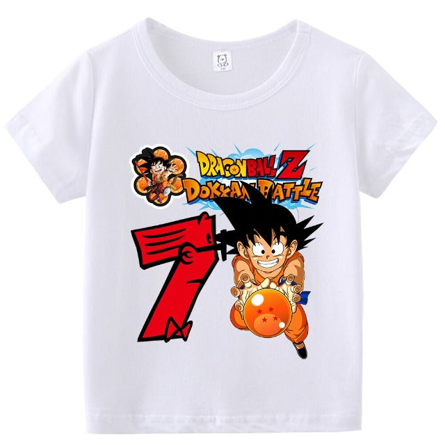 T-Shirt Enfant Dragon Ball Anniversaire Blanc Fille Garçon
