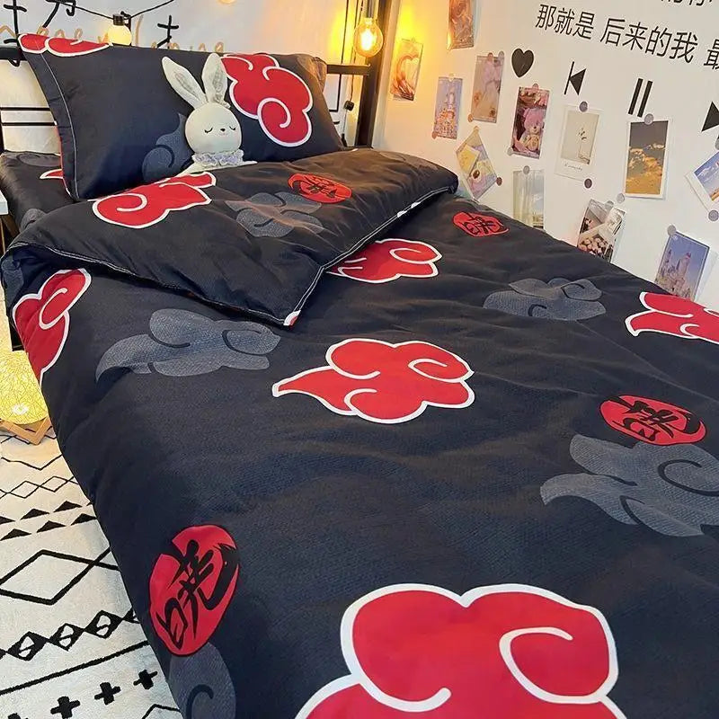 Parure de Lit Naruto Akatsuki - Drap, Housse de Couette Literie