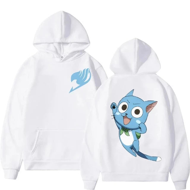 Sweat Pull à Capuche Fairy Tail Happy Blanc