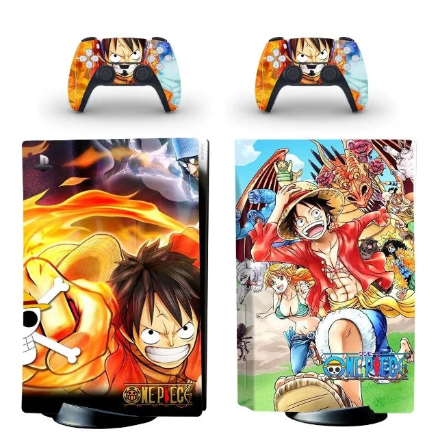 Sticker PS5 One Piece Luffy Pirate Autocollant Playstation Console & Manette
