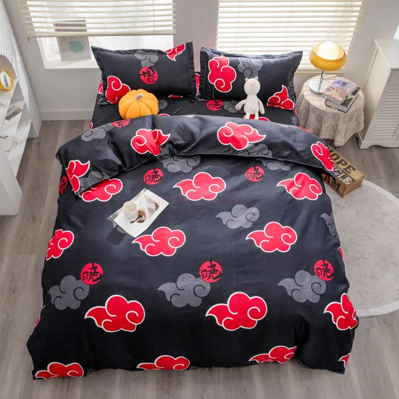 Parure de Lit Naruto Akatsuki - Drap, Housse de Couette Literie