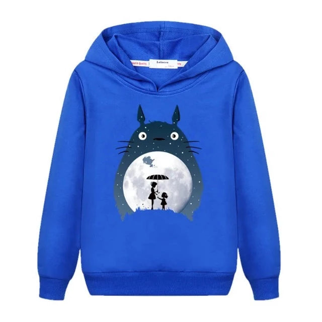 Sweat Enfant Totoro Pull Clair de Lune Fille Garçon BLEU