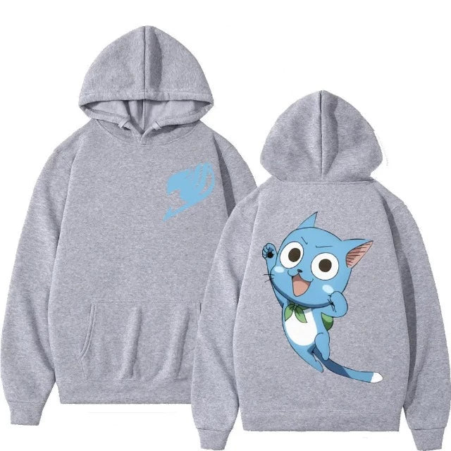 Sweat Pull à Capuche Fairy Tail Happy Gris