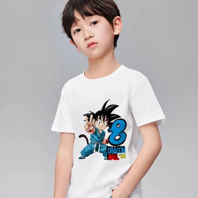 T-Shirt Enfant Dragon Ball Anniversaire Blanc Fille Garçon