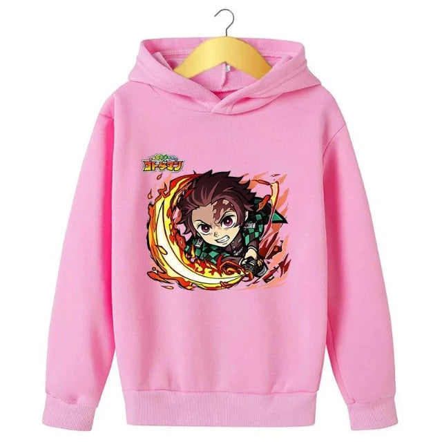 Sweat pour Enfant Demon Slayer Tanjiro Pull rose