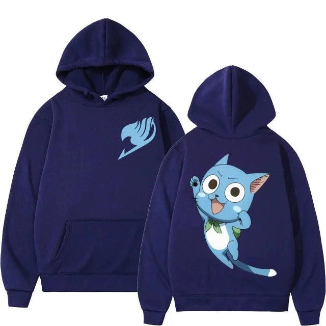 Sweat Pull à Capuche Fairy Tail Happy Bleu Marine
