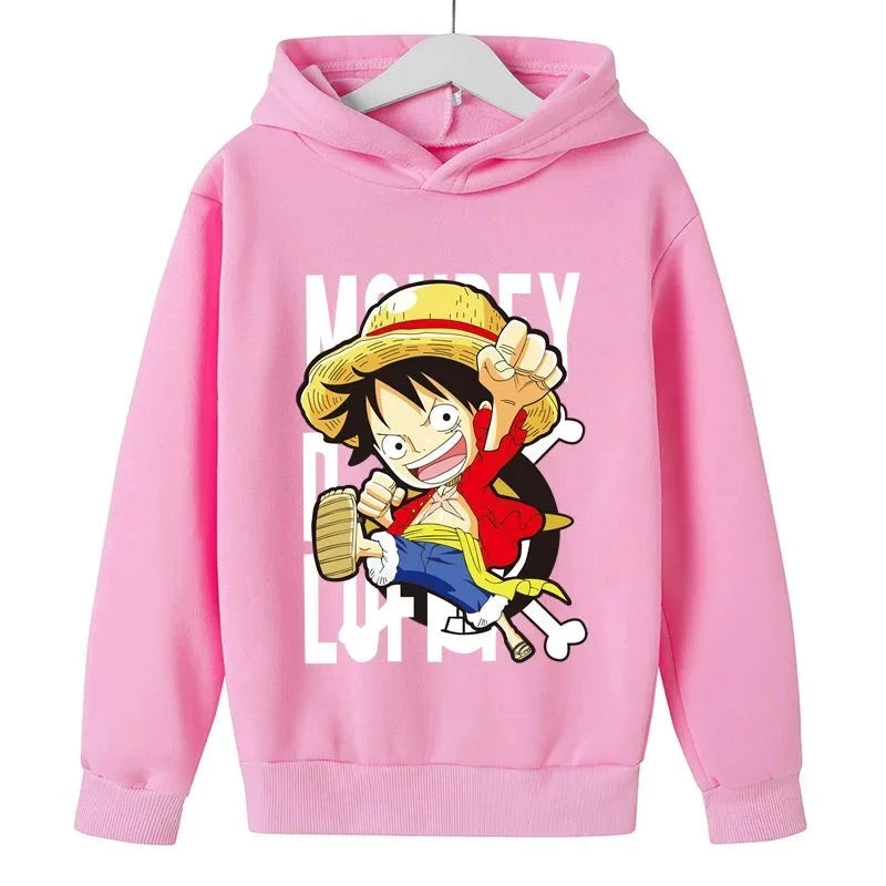 Sweat Pull à Capuche Enfant One Piece Luffy Rose
