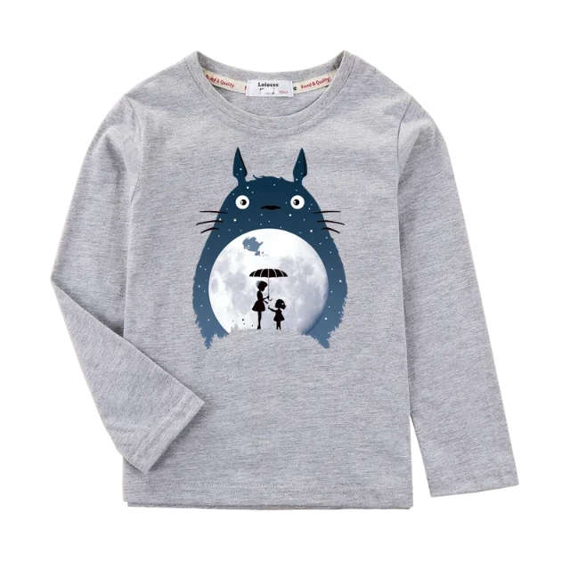 T-Shirt Manches Longues Enfant Totoro Fille et Garçon GRIS