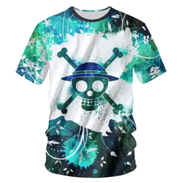 T-Shirt Enfant One Piece Drapeau Luffy Jolly Roger Fille Garçon