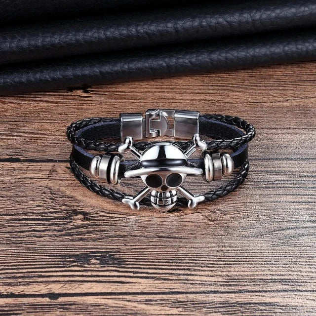 Bracelet en Cuir One Piece Jolly Roger