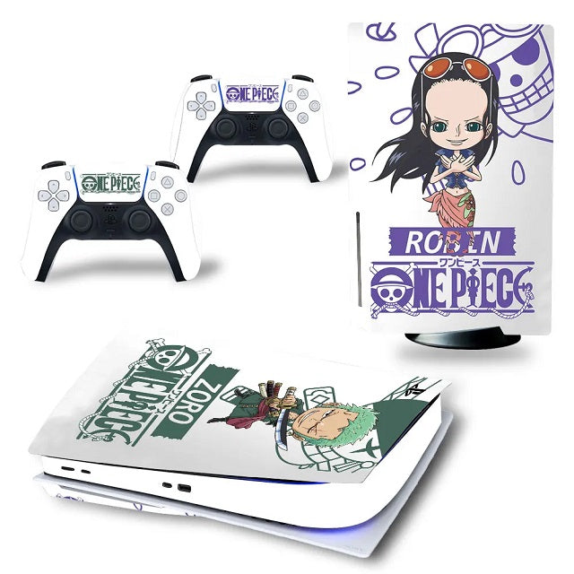 Sticker PS5 One Piece Robin & Zoro Autocollant Playstation Console & Manette