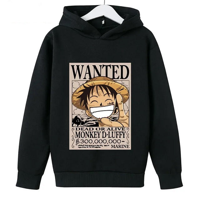 Sweat Enfant Luffy Wanted Pull NOIR