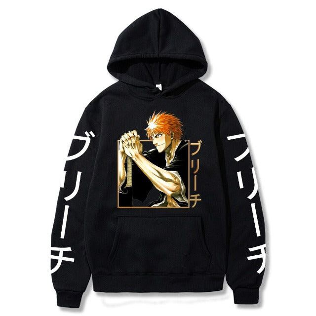 Sweatshirt Ichigo Manga Bleach A Capuche Adulte Homme Femme Longues Manches noir