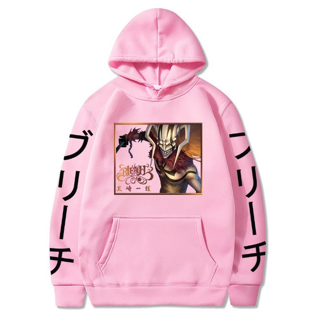 Sweat Ichigo Hollow Manga Bleach A Capuche Adulte Homme Femme Longues Manches rose