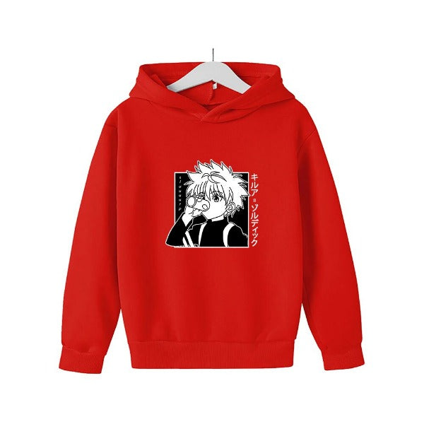 Pull Enfant Kirua HxH Sweat Garçon Fille ROUGE