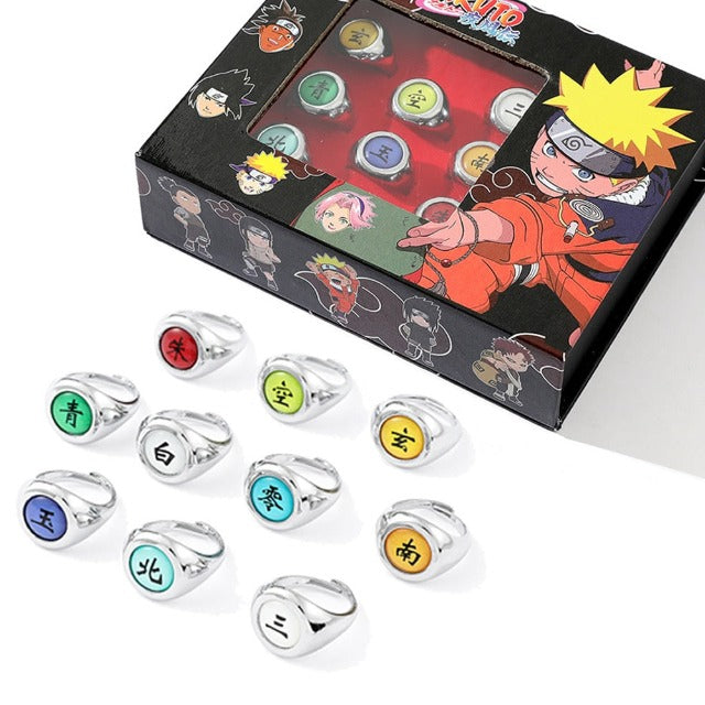 Coffret de 10 Bagues Naruto Akatsuki