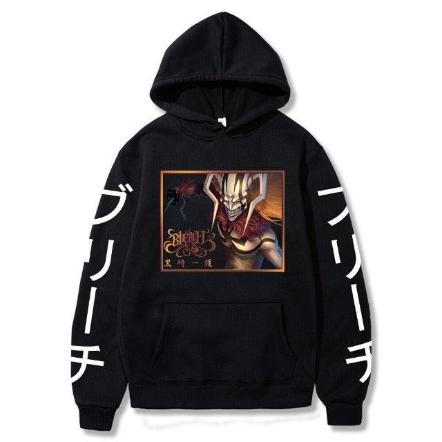 Sweat Ichigo Hollow Manga Bleach A Capuche Adulte Homme Femme Longues Manches noir