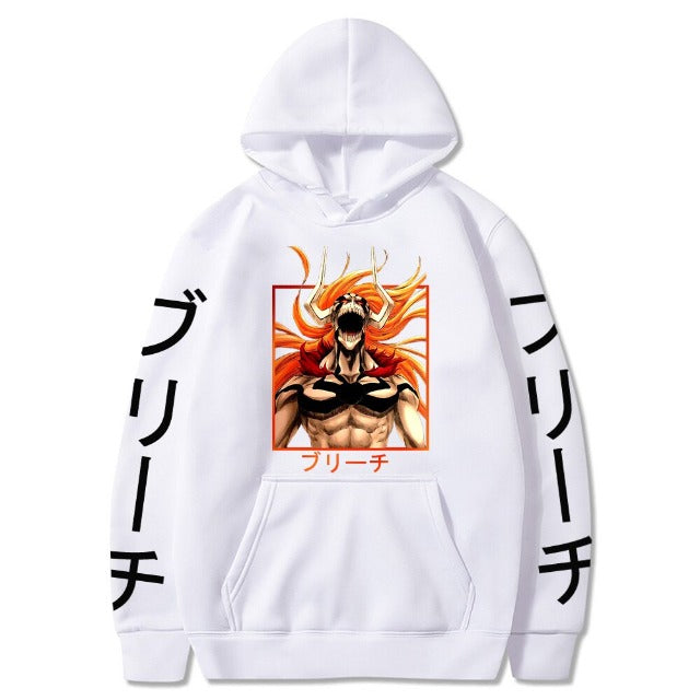 Sweat Hollow Bleach Manga A Capuche Adulte Homme Femme Longues Manches blanc