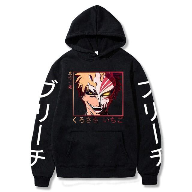 Pull Ichigo Bleach Manga A Capuche Adulte Homme Femme Longues Manches noir