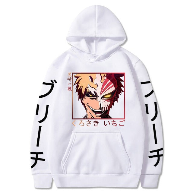 Pull Ichigo Bleach Manga A Capuche Adulte Homme Femme Longues Manches blanc