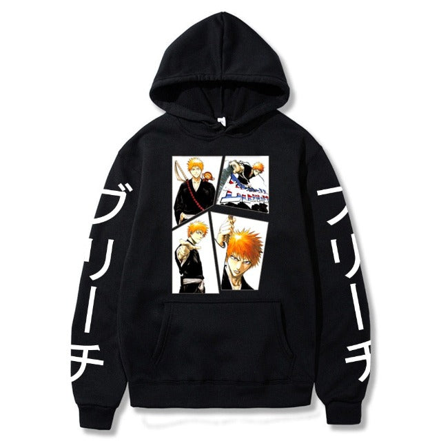 Sweat Ichigo Manga Bleach A Capuche Adulte Homme Femme Longues Manches noir