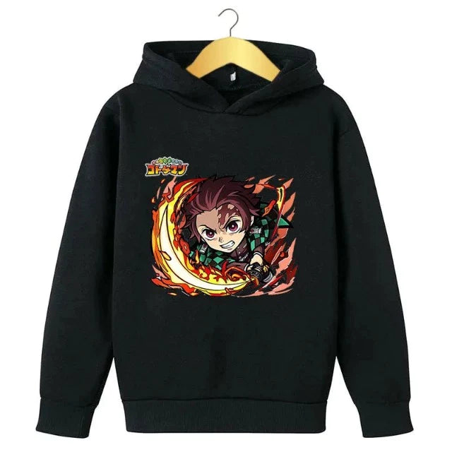 Sweat pour Enfant Demon Slayer Tanjiro Pull noir