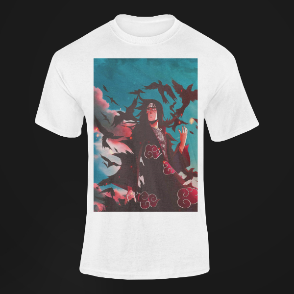 T-Shirt Akatsuki Itachi Corbeau blanc