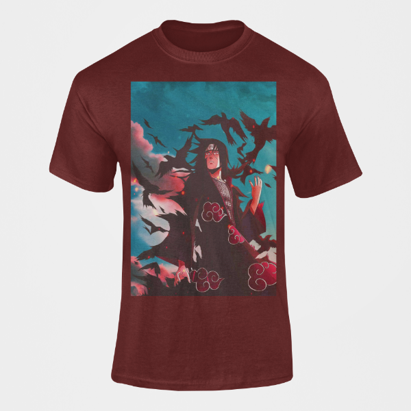 T-Shirt Akatsuki Itachi Corbeau bordeaux