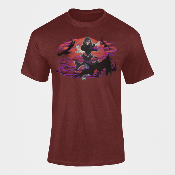 T-Shirt Itachi Corbeau bordeaux