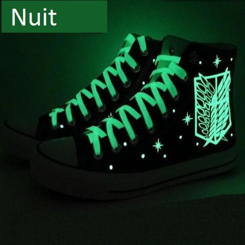 Chaussures Fermées Lumineuses Attaque des Titans Baskets Converses Sneakers Adulte Homme Femme
